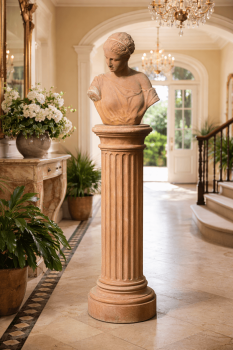 Preview: Artemide Büste aus Impruneta-Terrakotta – antike Göttin der Jagd und Natur, frostsichere Gartenskulptur